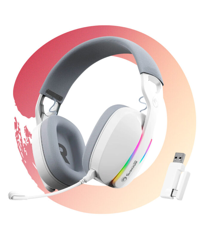 HEADSET MARVO PULZ 70W INALÁMBRICO / BLANCO